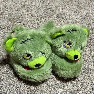 Build A Bear Green Monster Plush Slippers Kids Size S 10-11 Furry
Toddler